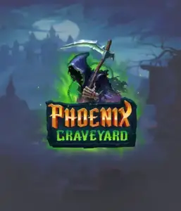 ELK Studios' Phoenix Graveyard game screen, showcasing the mystical graveyard and the legendary phoenix rising from the ashes. Displayed in this image is the slot's unique expanding reel feature, coupled with its stunning symbols and supernatural theme. The design reflects the game's mythological story of resurrection, attractive for those drawn to legends.